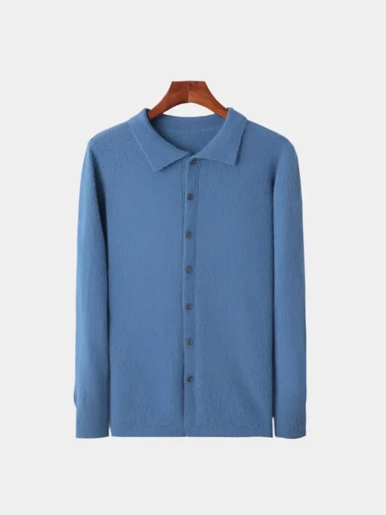 100% Cashmere Polo Cardigan - Cross & Crown