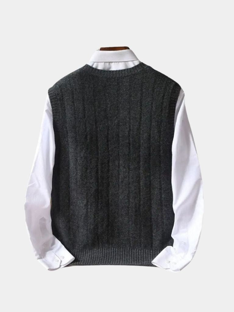 100% Merino Wool Pullover Sweater Vest - Cross & Crown
