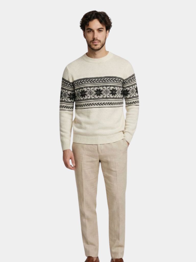 100% Wool Fair Isle Pullover Sweater Jumper - Cross & Crown