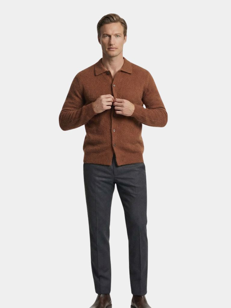 100% Cashmere Polo Cardigan - Cross & Crown