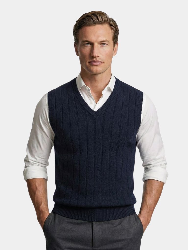 100% Merino Wool Pullover Sweater Vest - Cross & Crown
