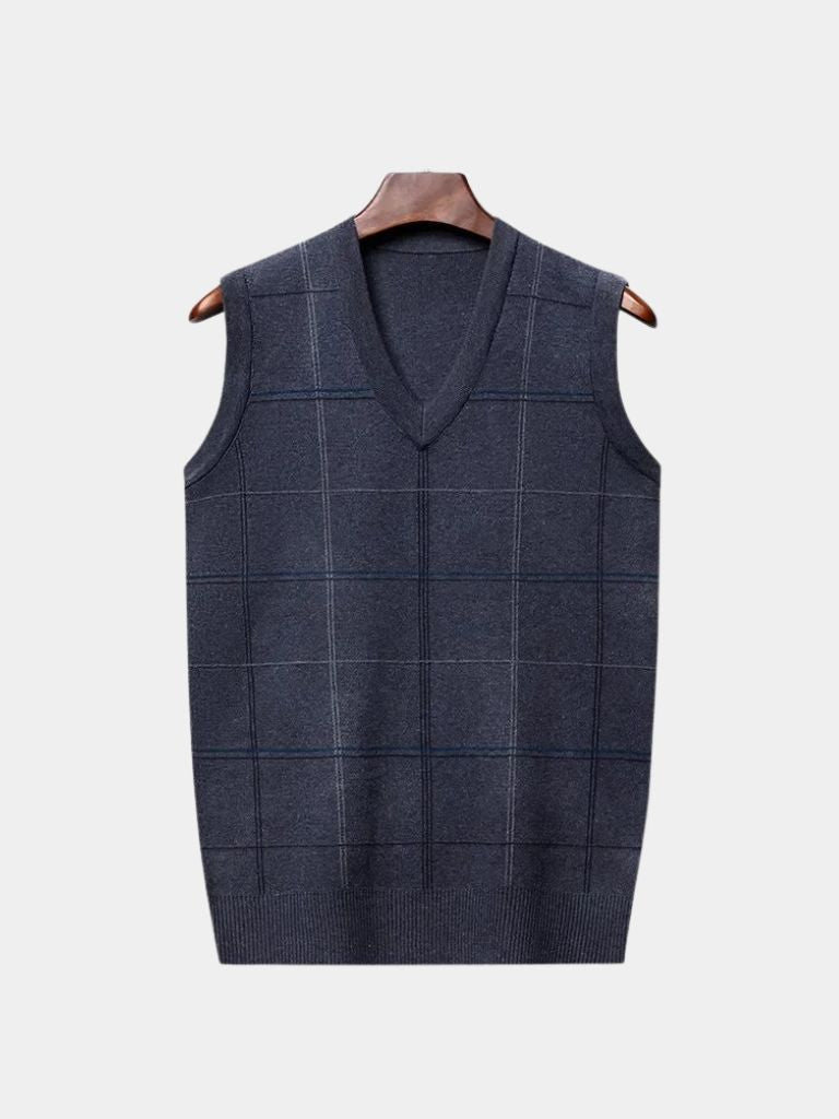 Academic Checkered Knit Vest - Cross & Crown