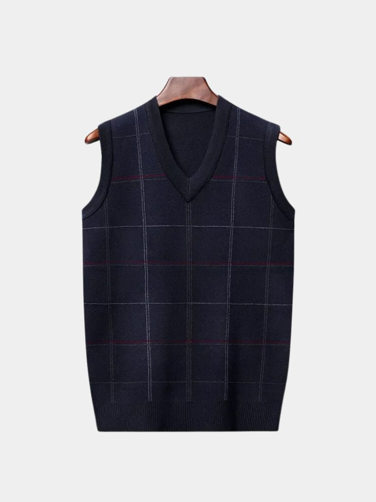 Academic Checkered Knit Vest - Cross & Crown